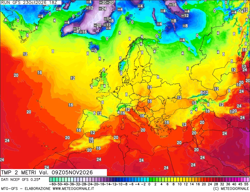 mappa Temp 2 metri