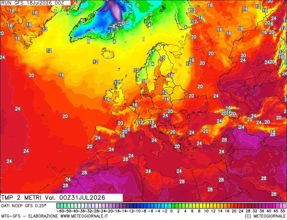 mappa Temp 2 metri