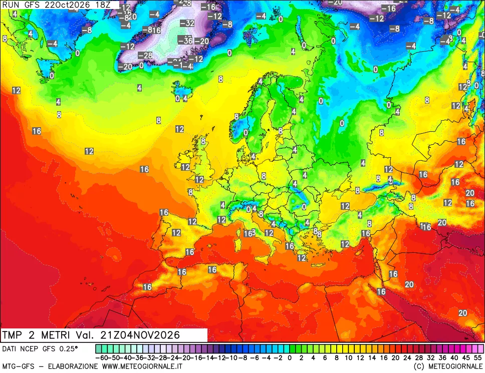mappa Temp 2 metri