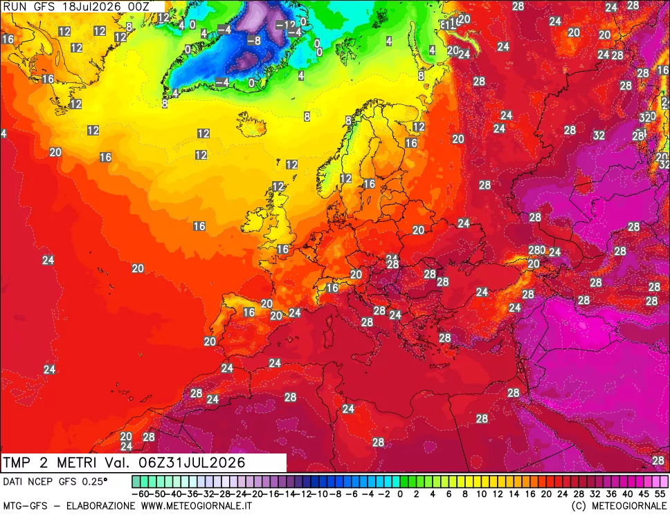mappa Temp 2 metri