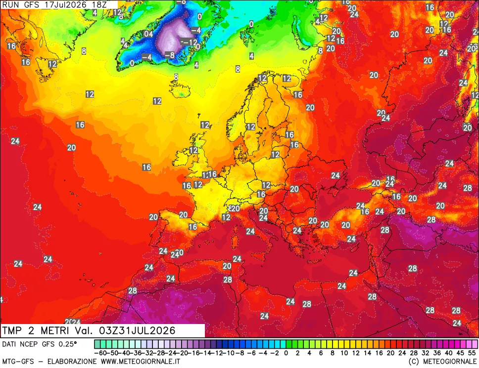 mappa Temp 2 metri