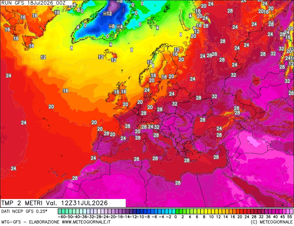 mappa Temp 2 metri