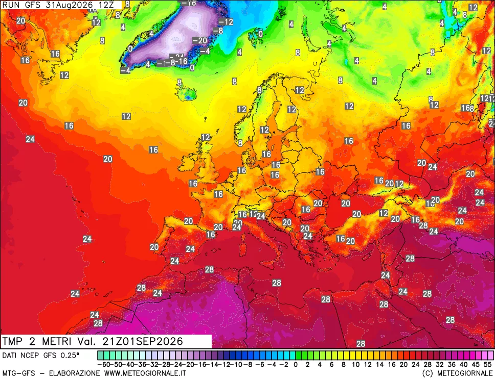 mappa Temp 2 metri