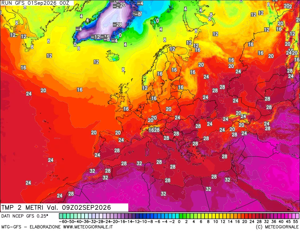 mappa Temp 2 metri