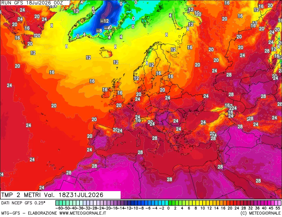 mappa Temp 2 metri