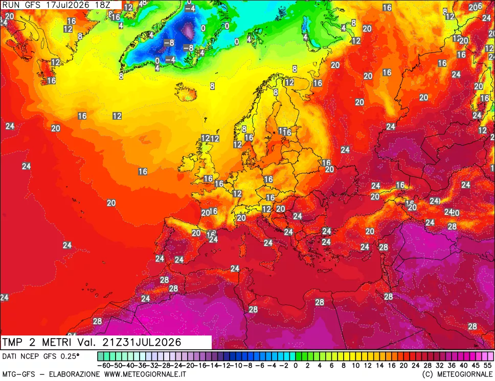 mappa Temp 2 metri