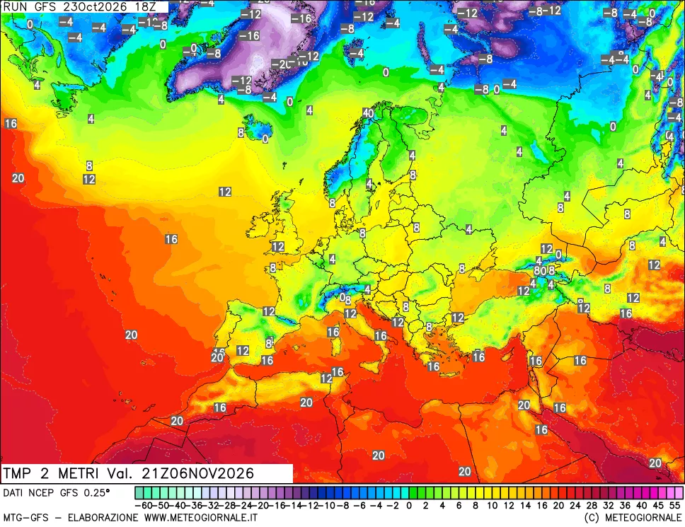mappa Temp 2 metri