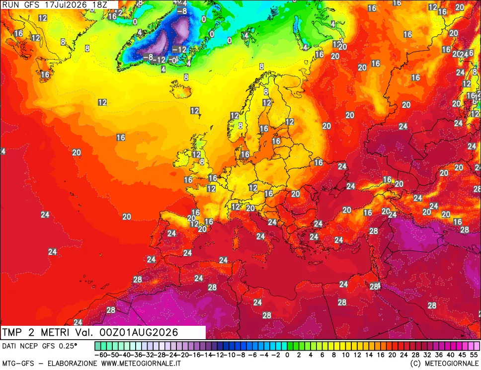 mappa Temp 2 metri