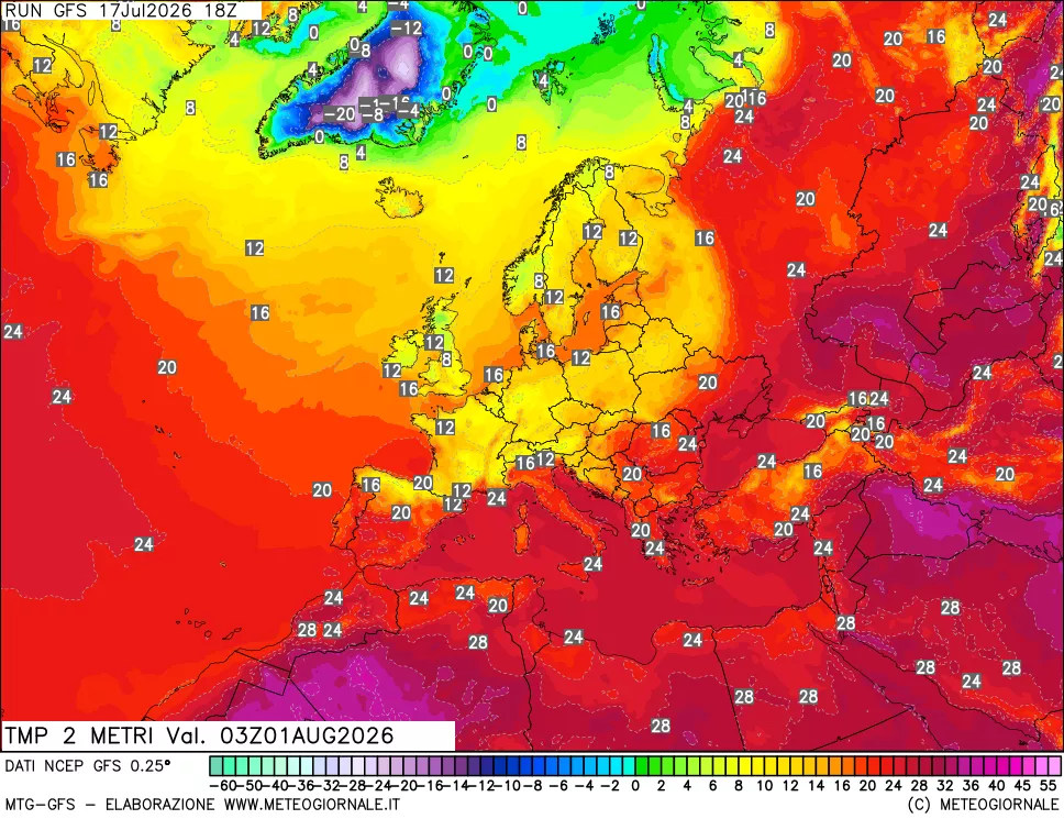 mappa Temp 2 metri