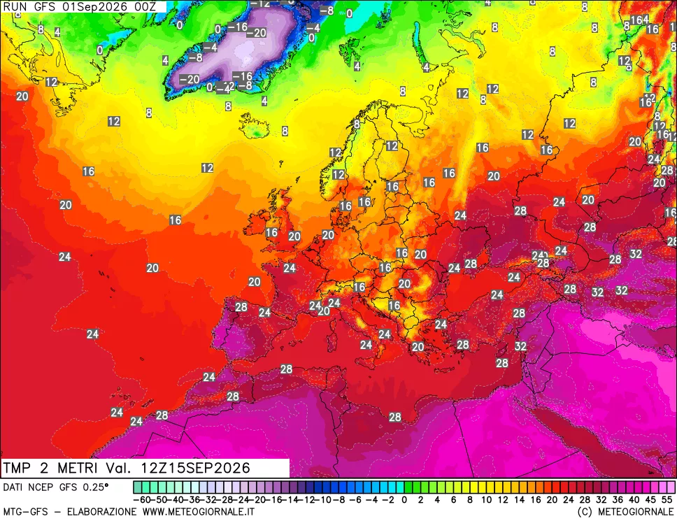 mappa Temp 2 metri