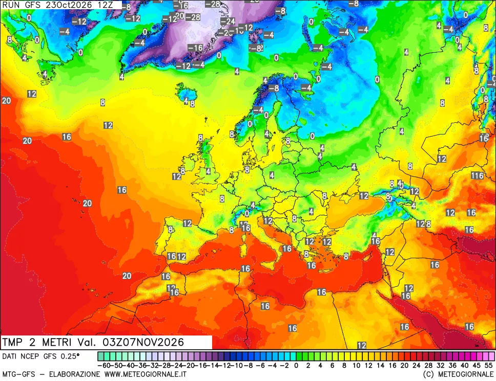 mappa Temp 2 metri