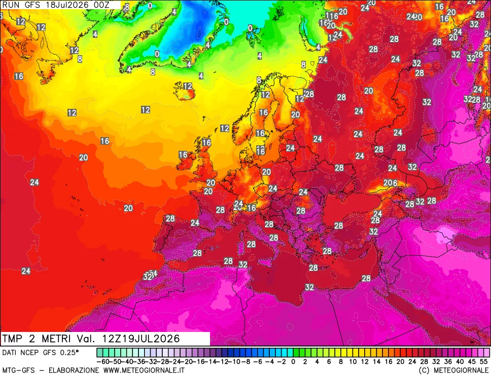 mappa Temp 2 metri