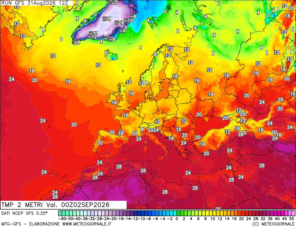 mappa Temp 2 metri