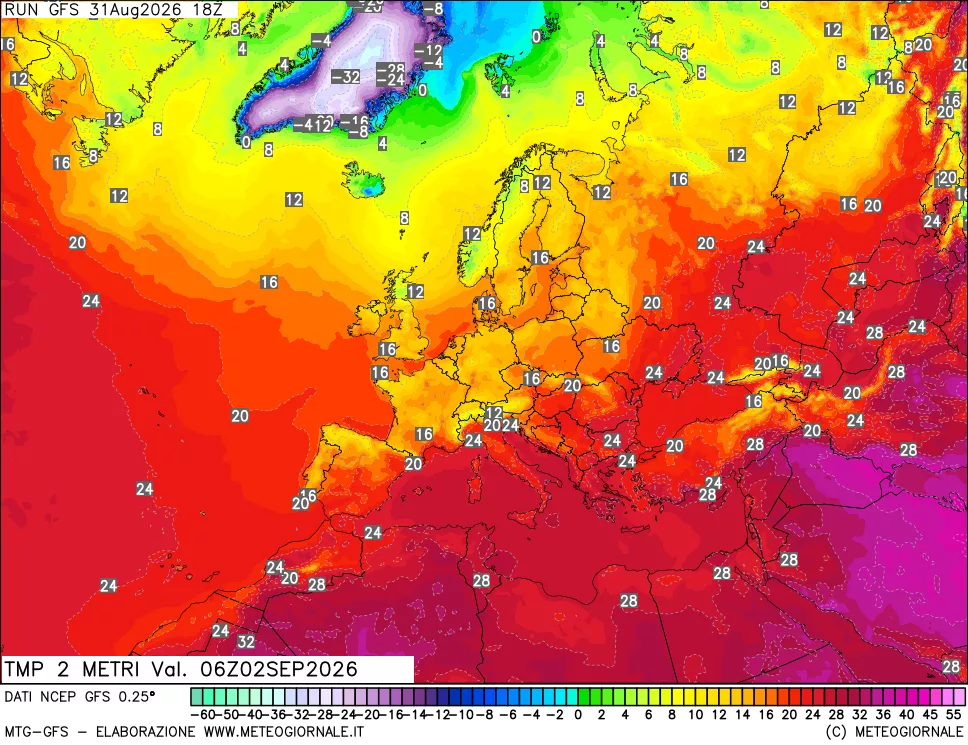 mappa Temp 2 metri