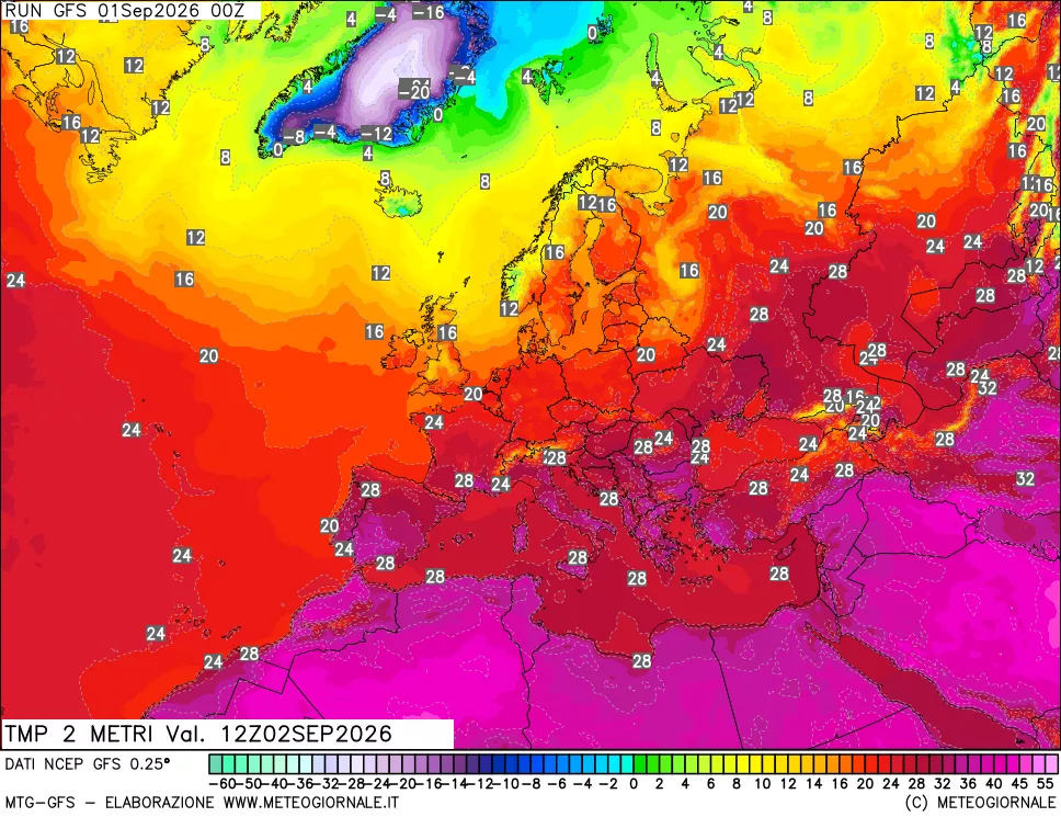 mappa Temp 2 metri