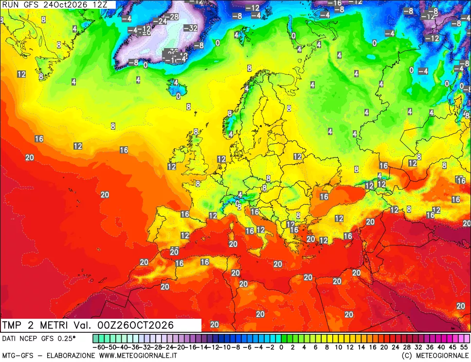 mappa Temp 2 metri