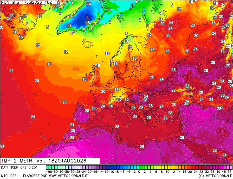 mappa Temp 2 metri