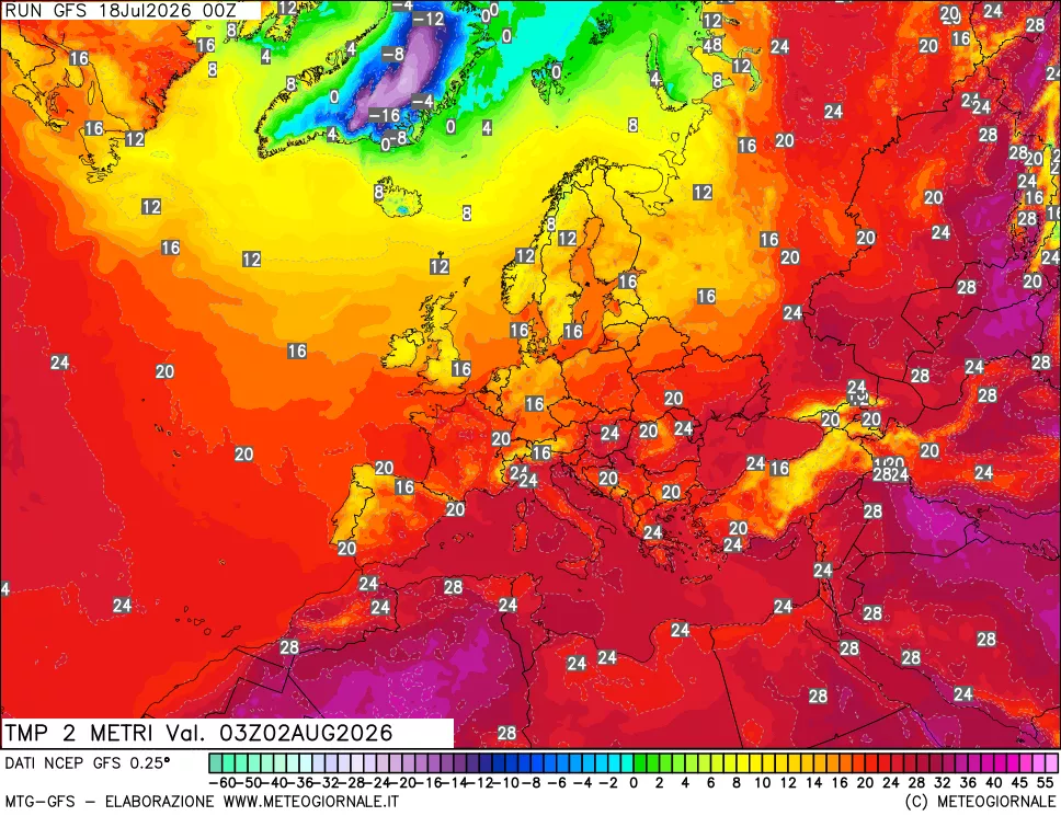 mappa Temp 2 metri