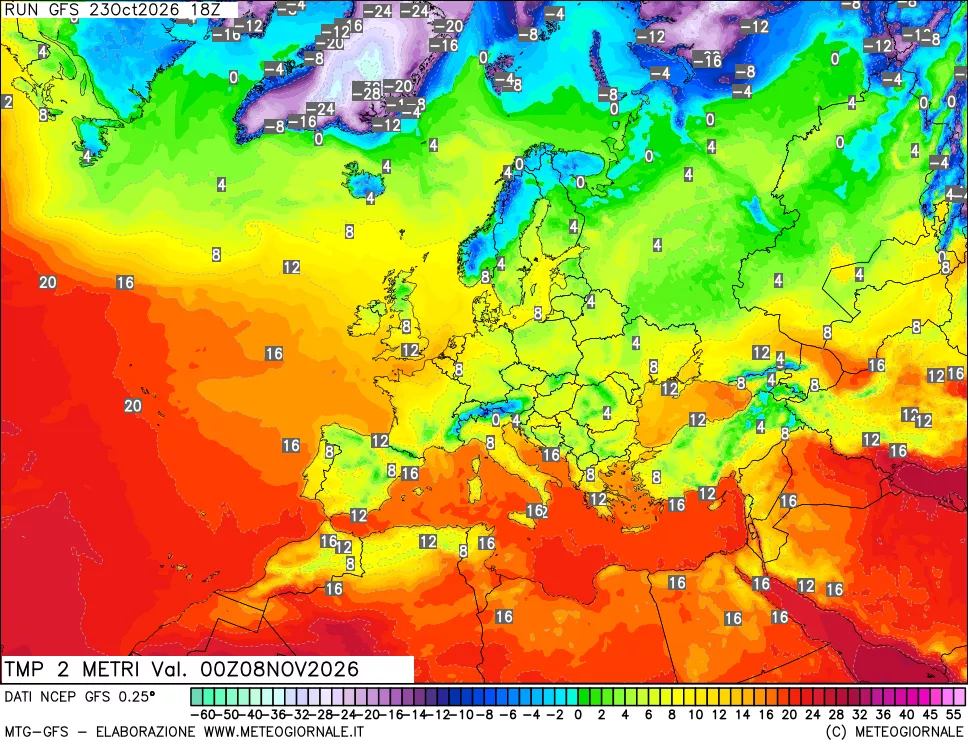 mappa Temp 2 metri