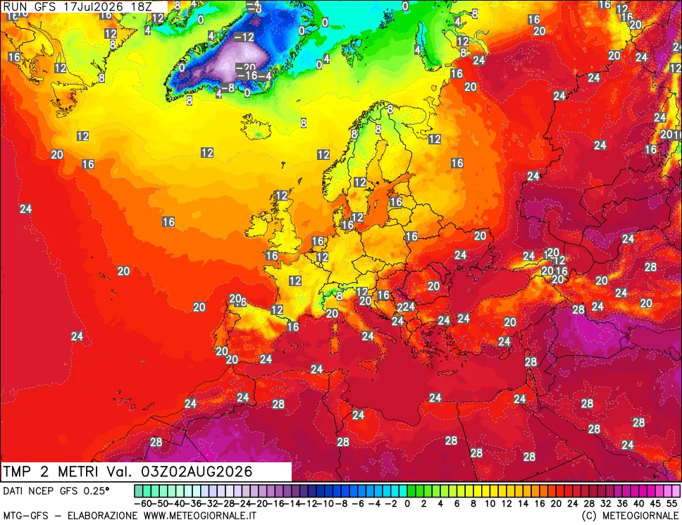 mappa Temp 2 metri