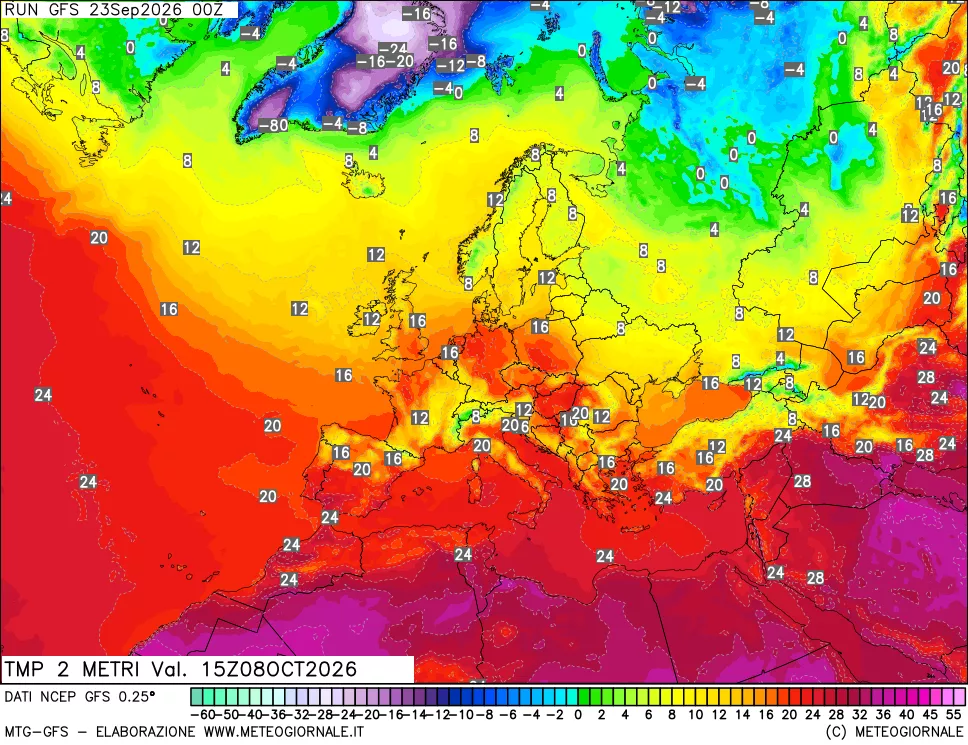 mappa Temp 2 metri