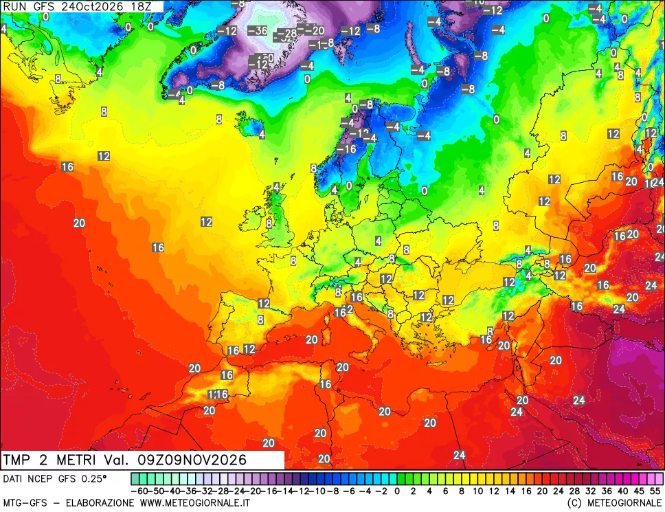 mappa Temp 2 metri