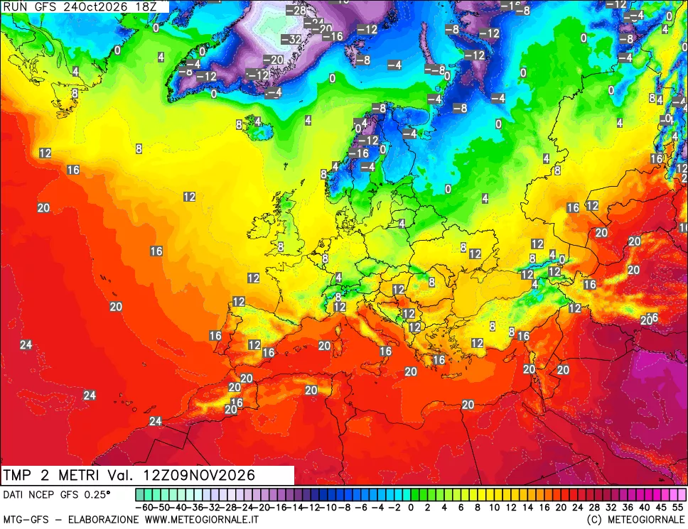 mappa Temp 2 metri