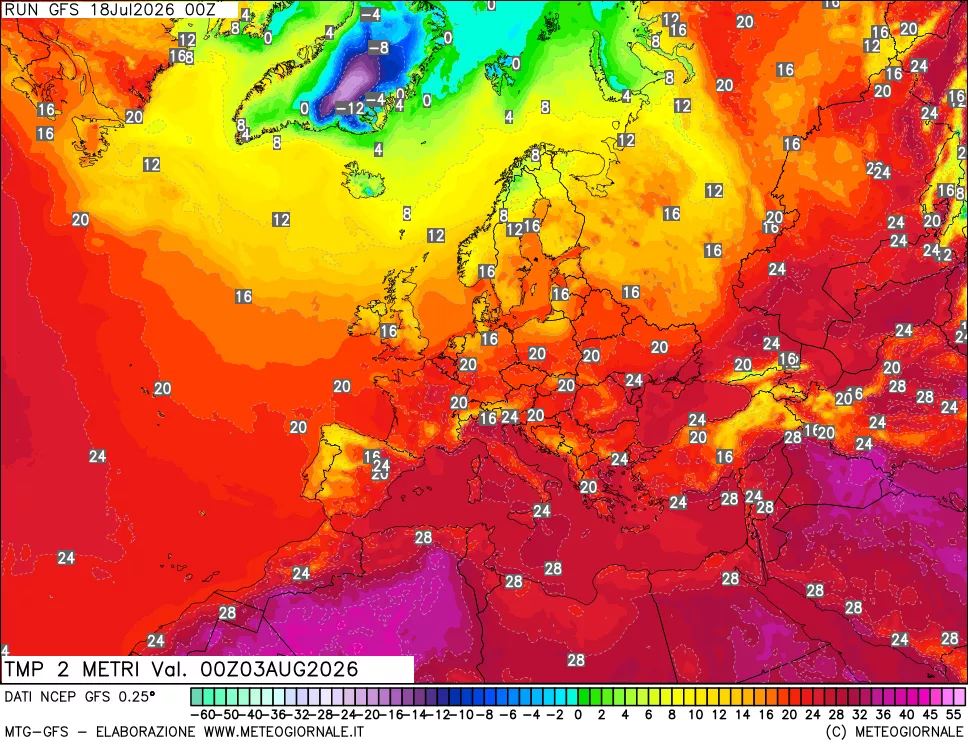mappa Temp 2 metri