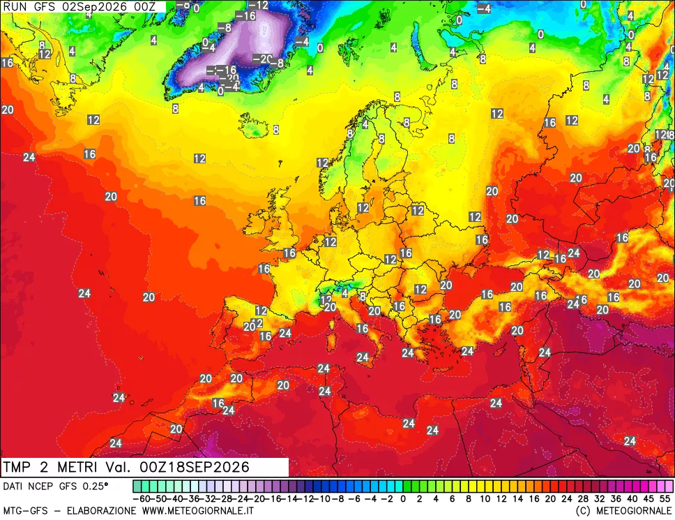 mappa Temp 2 metri
