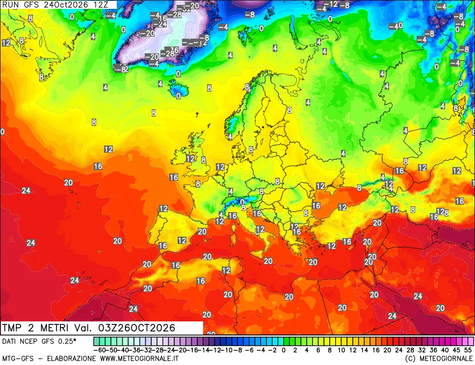 mappa Temp 2 metri