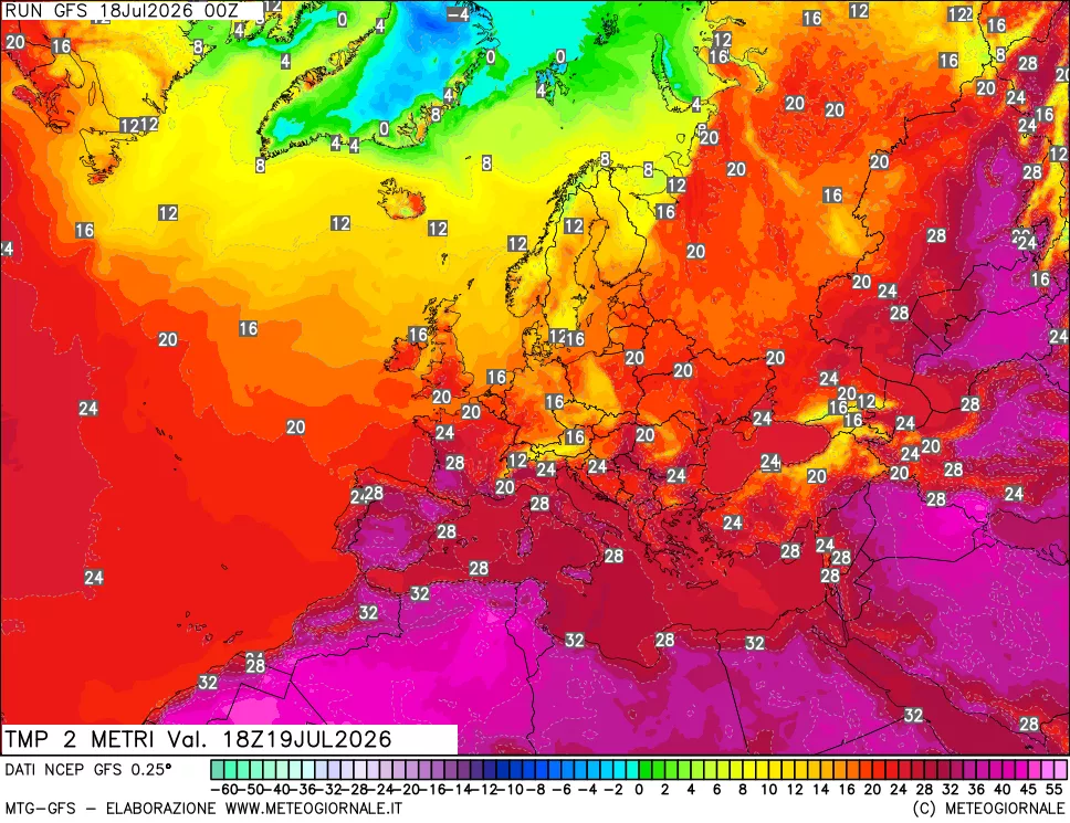 mappa Temp 2 metri