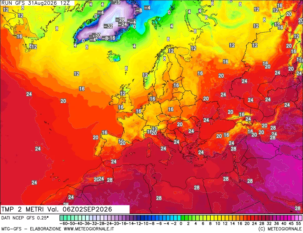 mappa Temp 2 metri