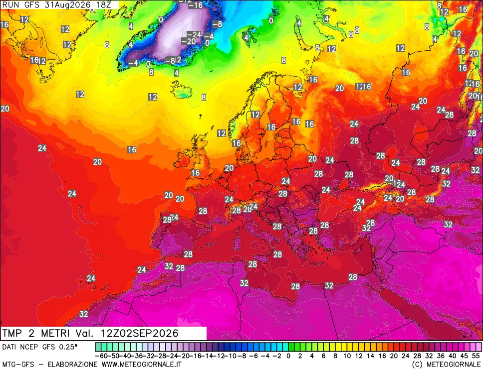 mappa Temp 2 metri