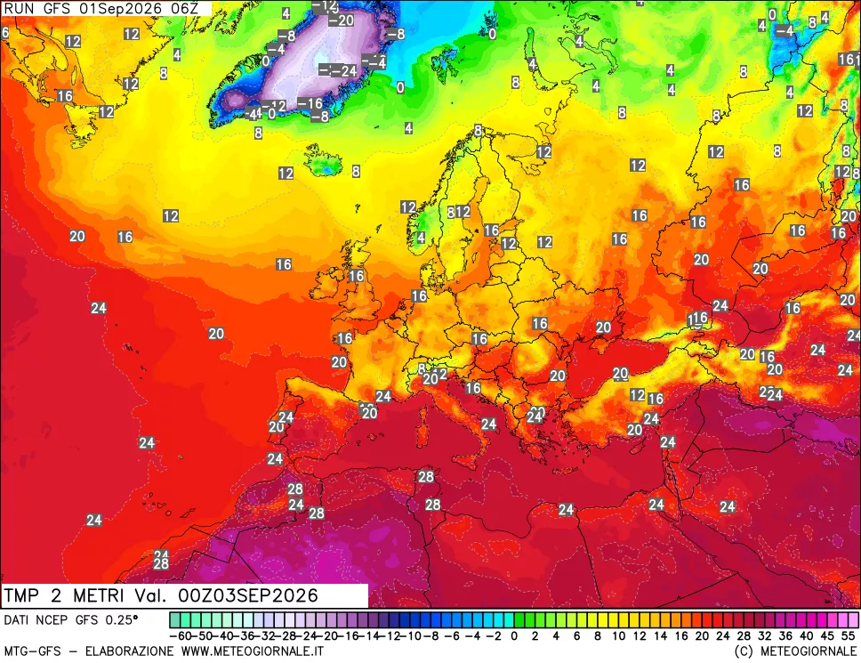 mappa Temp 2 metri