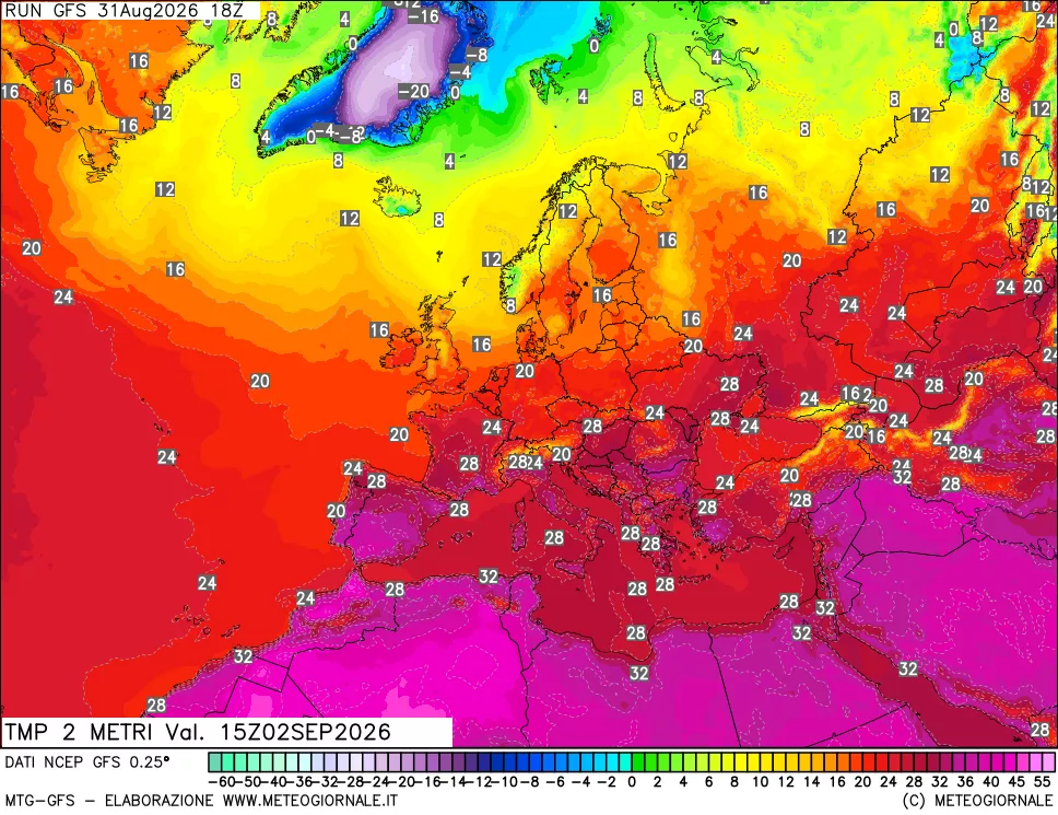 mappa Temp 2 metri