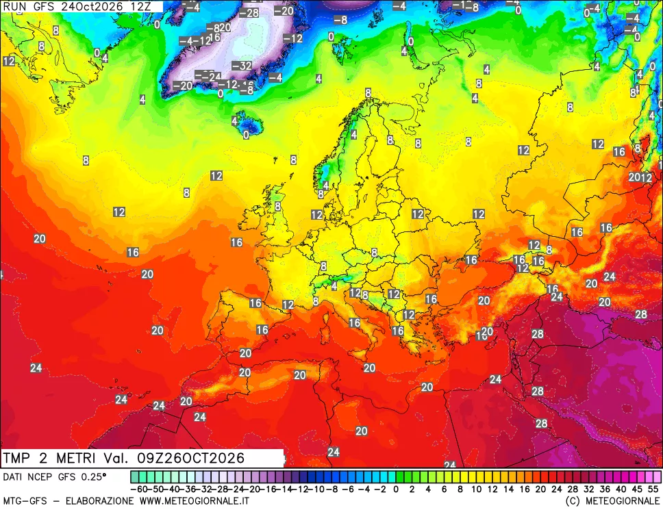 mappa Temp 2 metri