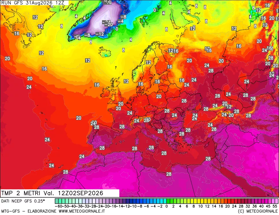 mappa Temp 2 metri