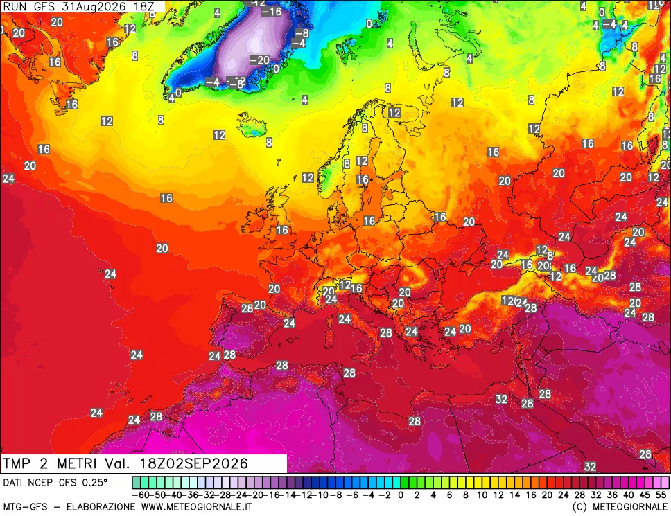mappa Temp 2 metri