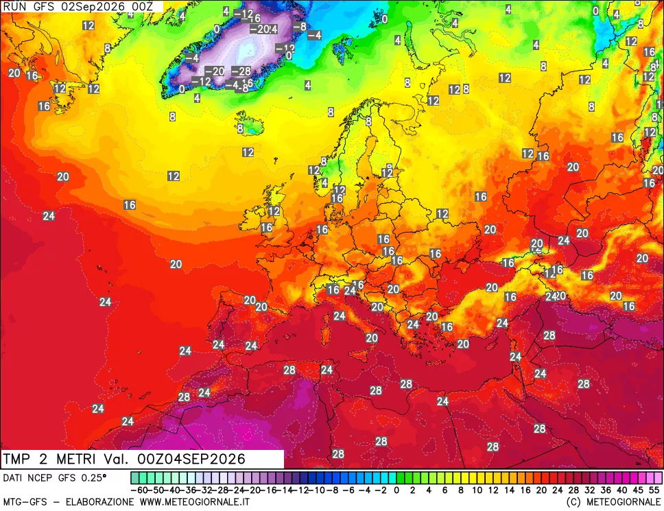 mappa Temp 2 metri