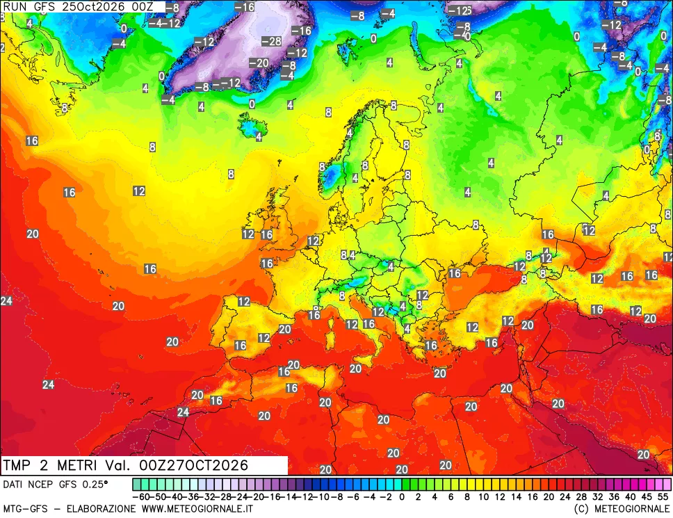 mappa Temp 2 metri