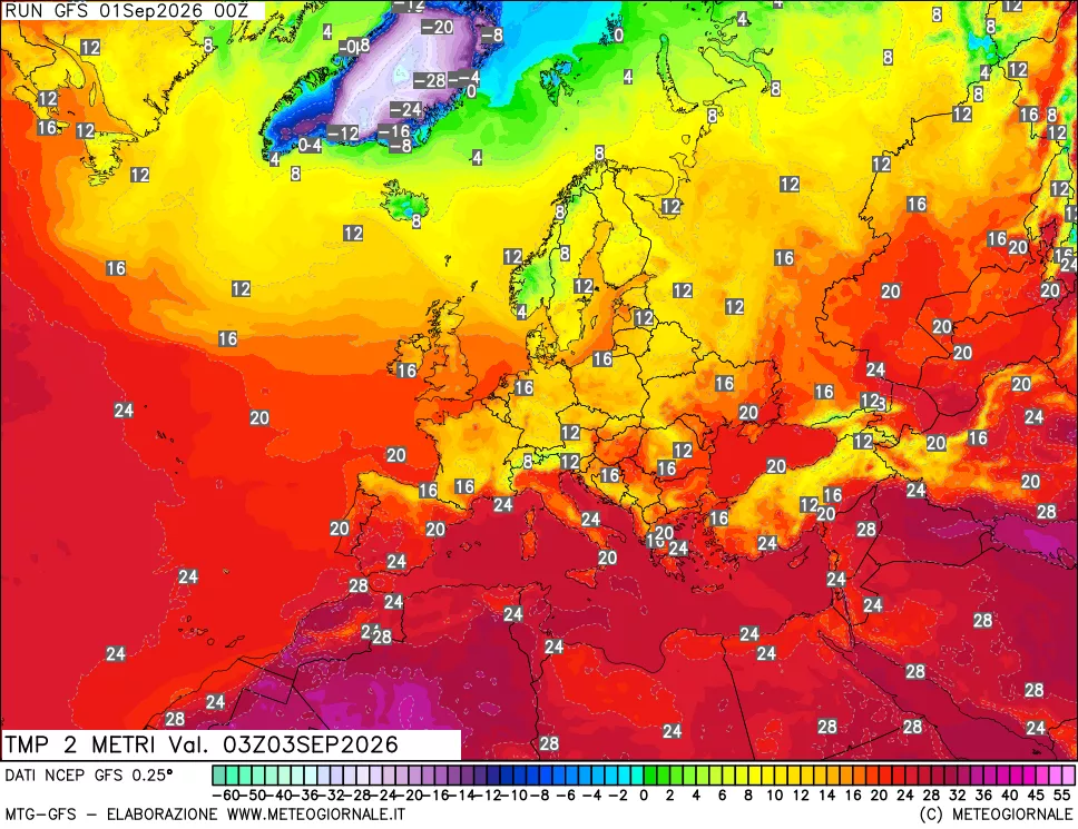 mappa Temp 2 metri