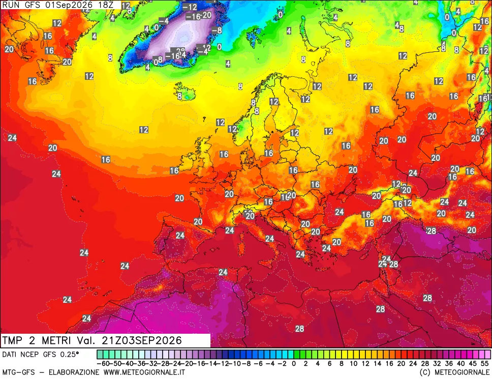 mappa Temp 2 metri