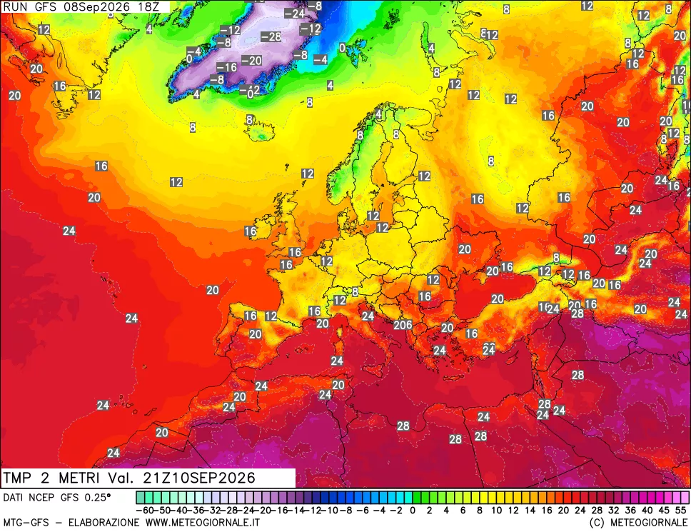 mappa Temp 2 metri