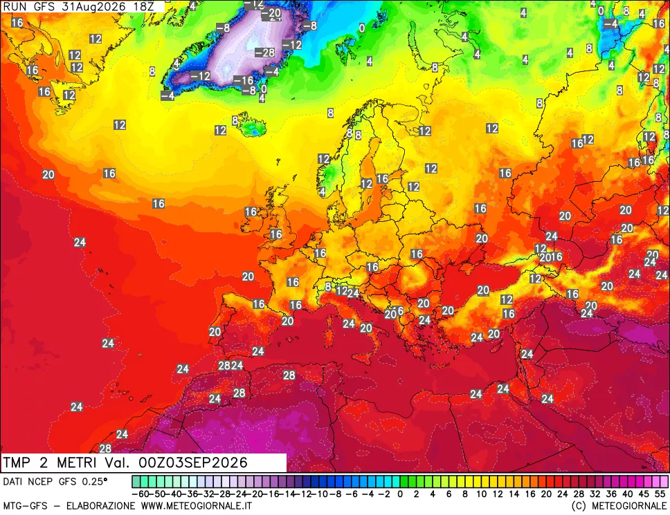 mappa Temp 2 metri