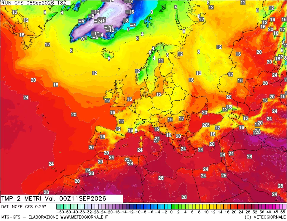 mappa Temp 2 metri