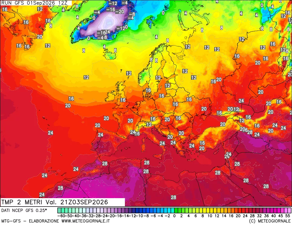 mappa Temp 2 metri