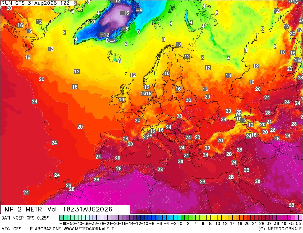 mappa Temp 2 metri