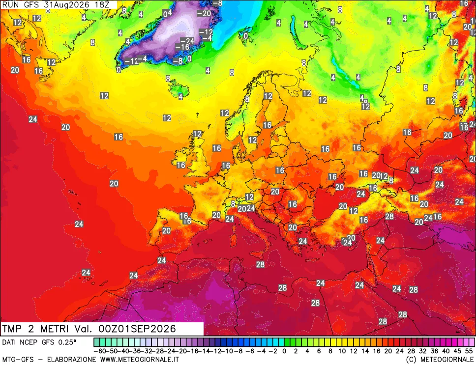 mappa Temp 2 metri