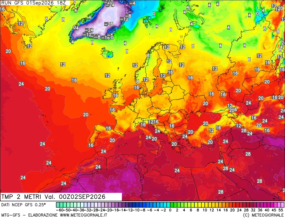 mappa Temp 2 metri