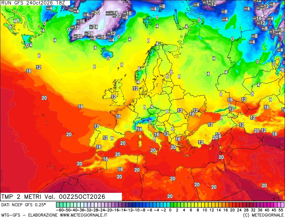 mappa Temp 2 metri